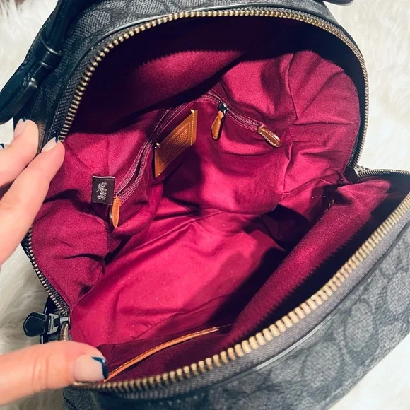 Coach Campus Backpack In Signature Canvas With Star Applique & Snakeskin Detail - Picture 12 of 16